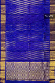 Kanchi pure silk dupatta in blue with rich pallu & border