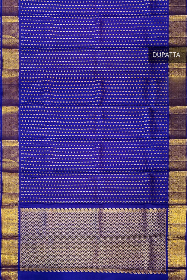 Kanchi pure silk dupatta in blue with rich pallu & border
