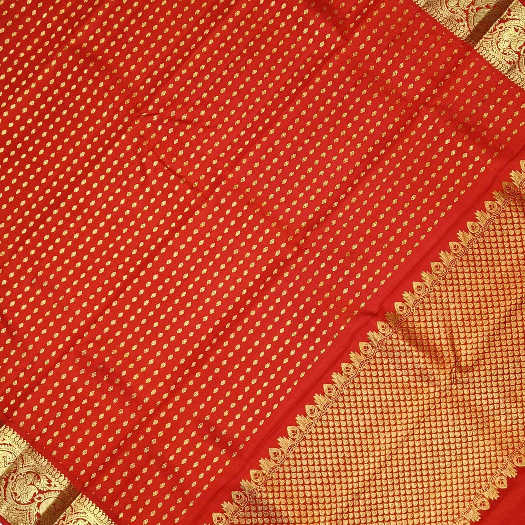 Kanchi pure silk dupatta in red with rich pallu & border