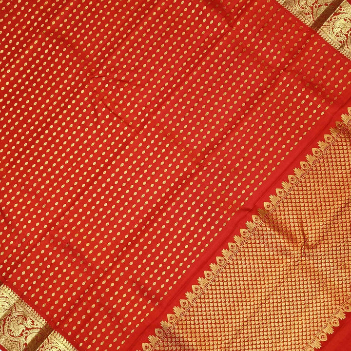 Kanchi pure silk dupatta in red with rich pallu & border