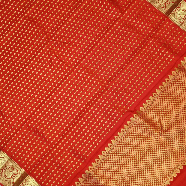 Kanchi pure silk dupatta in red with rich pallu & border