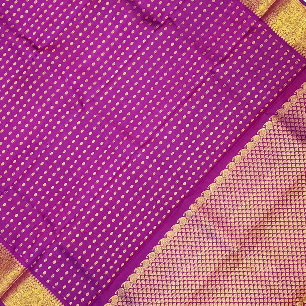 Kanchi pure silk dupatta in purple with rich pallu & border