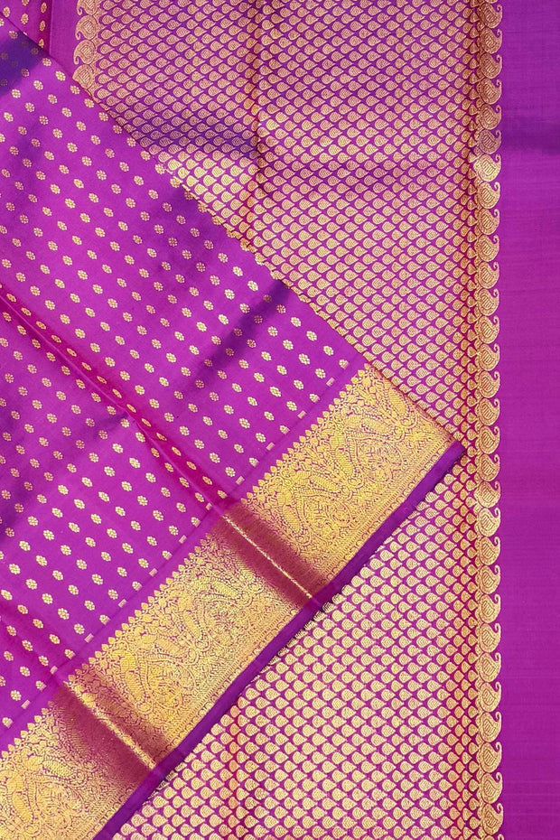 Kanchi pure silk dupatta in purple with rich pallu & border