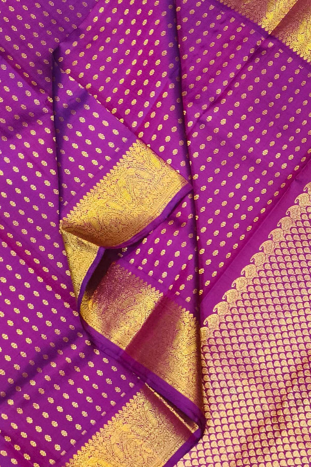 Kanchi pure silk dupatta in purple with rich pallu & border