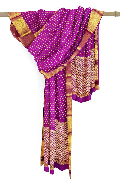 Kanchi pure silk dupatta in purple with rich pallu & border