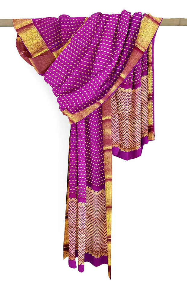 Kanchi pure silk dupatta in purple with rich pallu & border