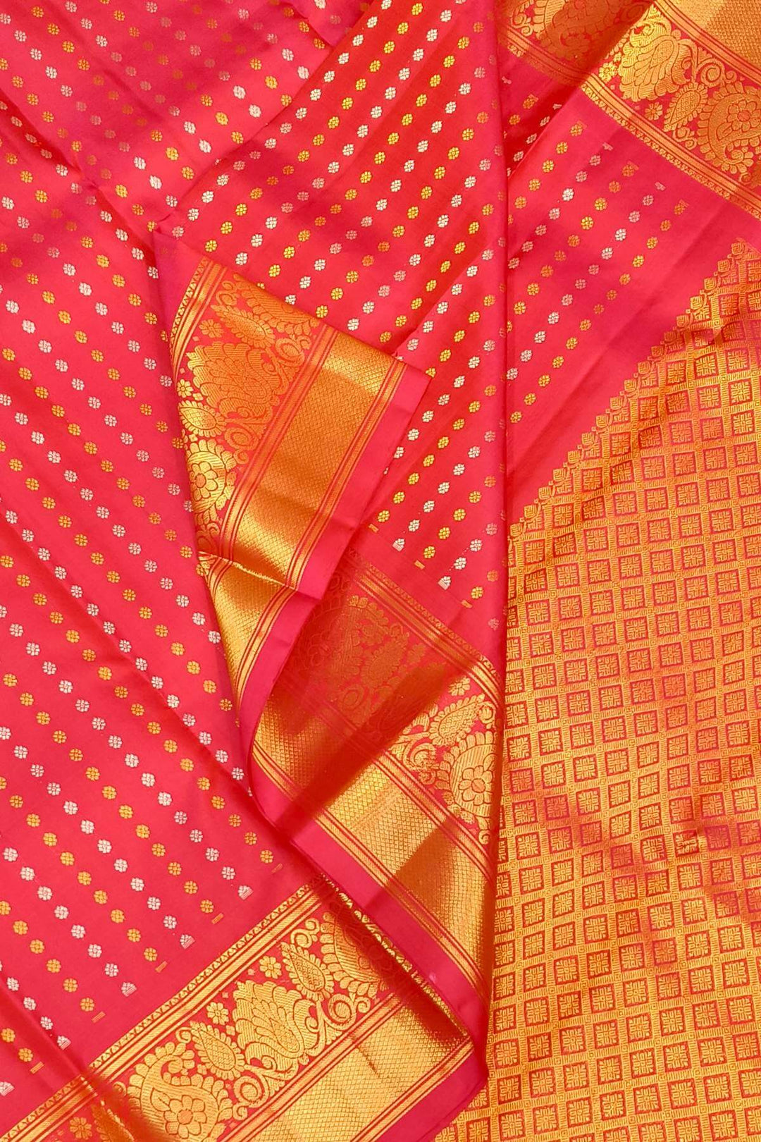 Kanchi pure silk dupatta in pink with rich pallu & border
