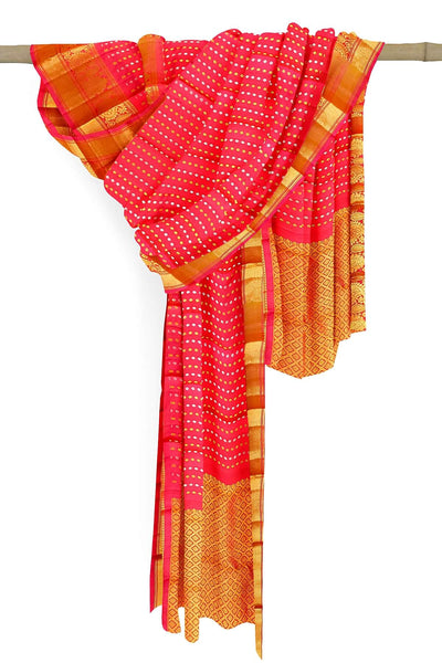 Kanchi pure silk dupatta in pink with rich pallu & border