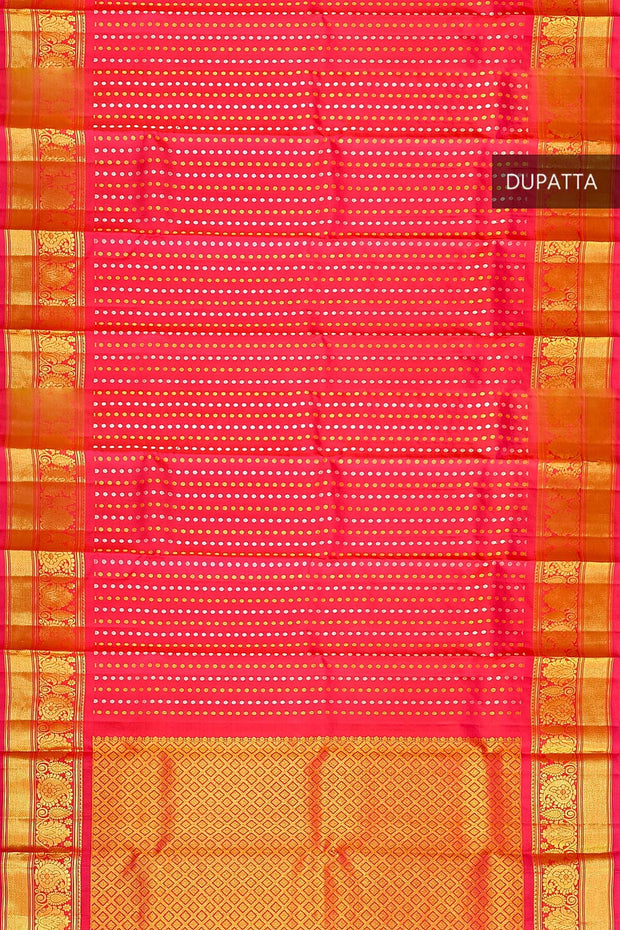 Kanchi pure silk dupatta in pink with rich pallu & border