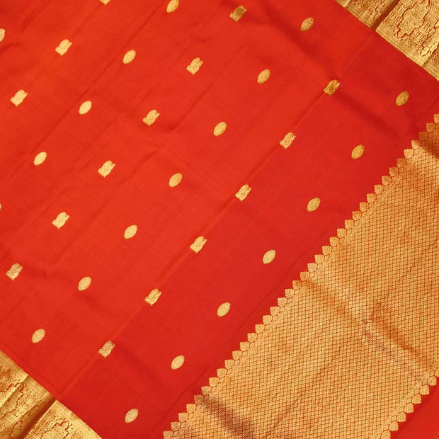 Kanchi pure silk dupatta in red with peacock  motifs