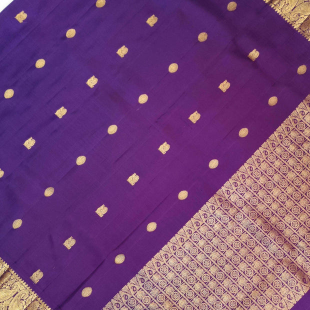 Kanchi pure silk dupatta in purple with peacock  motifs