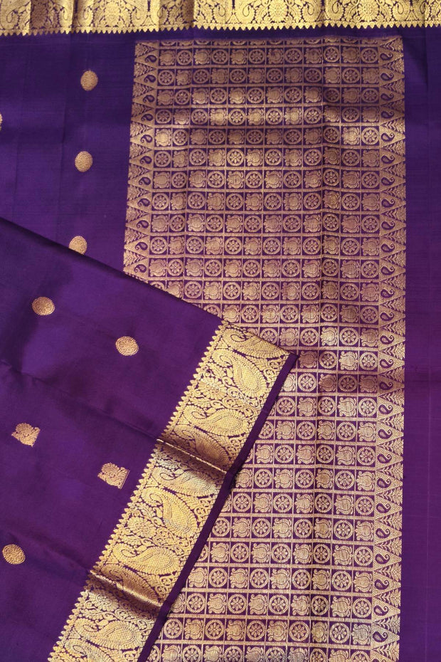 Kanchi pure silk dupatta in purple with peacock  motifs