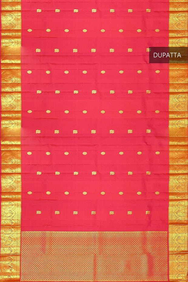 Kanchi pure silk dupatta in pink with peacock  motifs