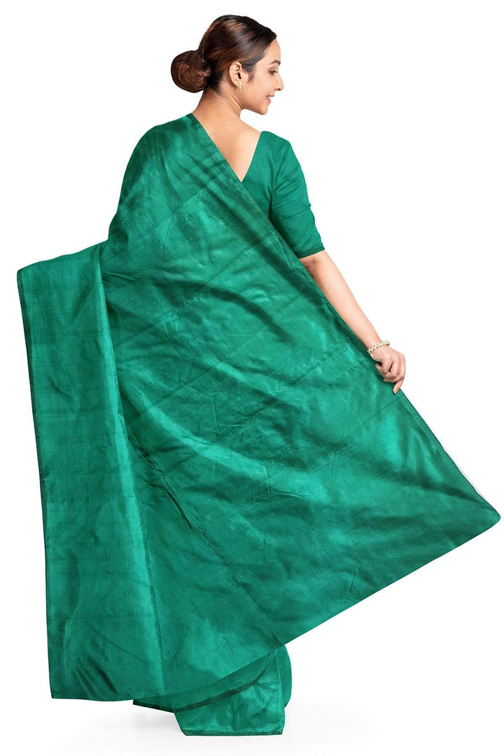 Kanchi soft silk saree in dark green
