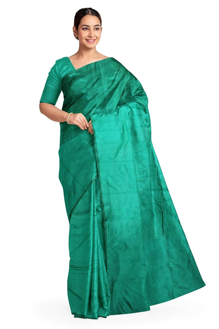 Kanchi soft silk saree in dark green