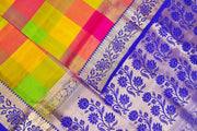 Kanchi soft silk saree in  multicolour checks