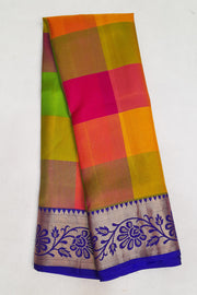 Kanchi soft silk saree in  multicolour checks