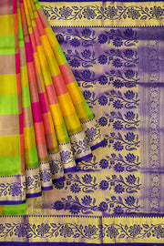 Kanchi soft silk saree in  multicolour checks