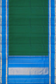 Kanchi pure silk saree in peacock green with  double border and a contrast pallu