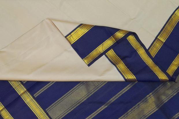 Kanchi pure silk saree in beige  with  double border