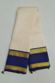 Kanchi pure silk saree in beige  with  double border