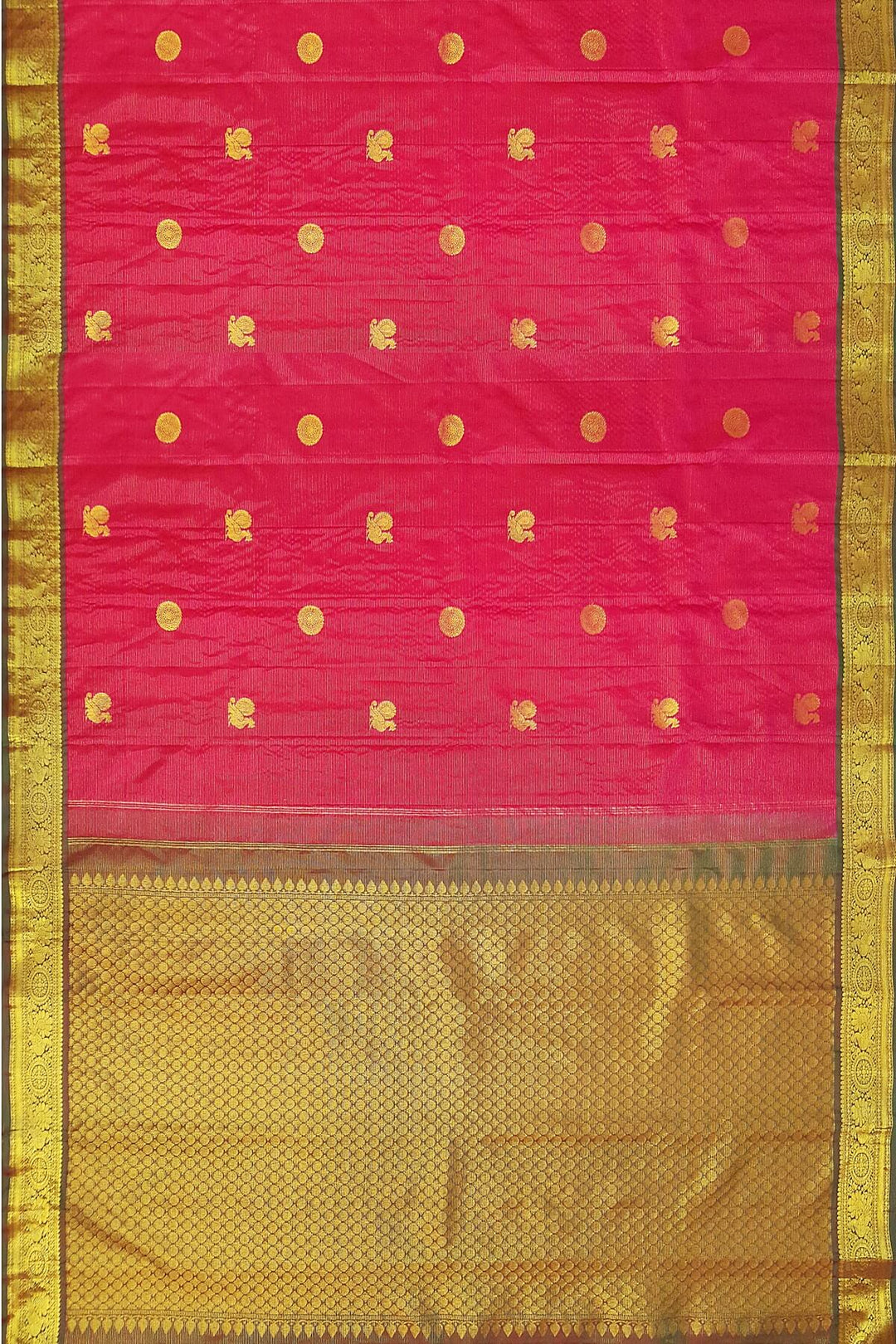 Kanchi pure silk saree in pink with zari stripes
