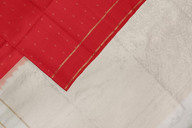 Kanchi soft silk saree in red with small  motifs