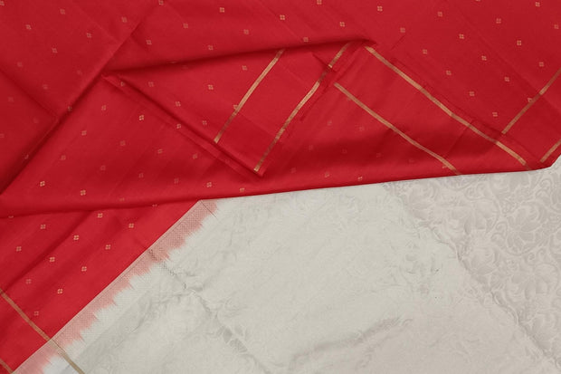 Kanchi soft silk saree in red with small  motifs