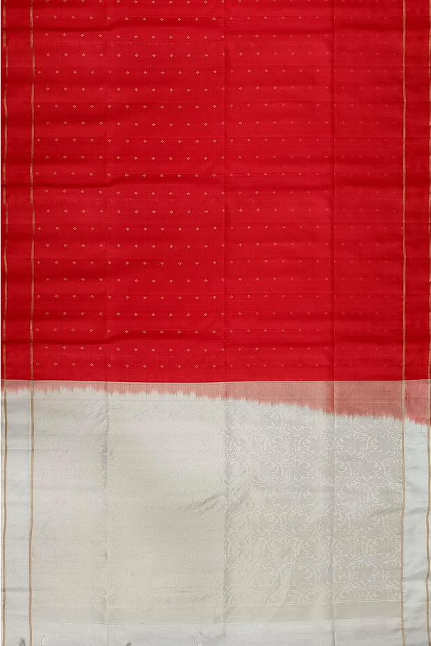 Kanchi soft silk saree in red with small  motifs