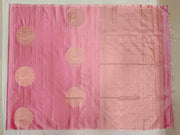 Kanchi soft silk saree in pink with peacock motifs in gold