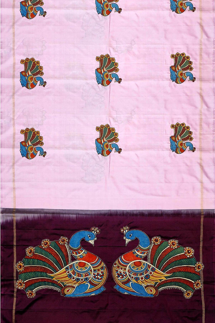 Applique work on Kanchi pure silk saree