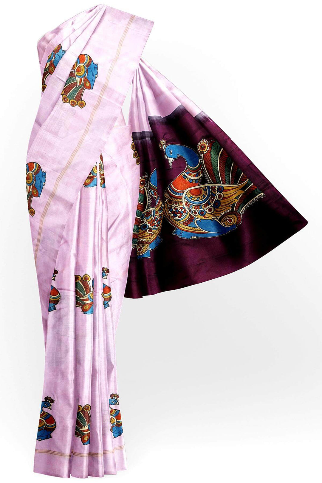 Applique work on Kanchi pure silk saree