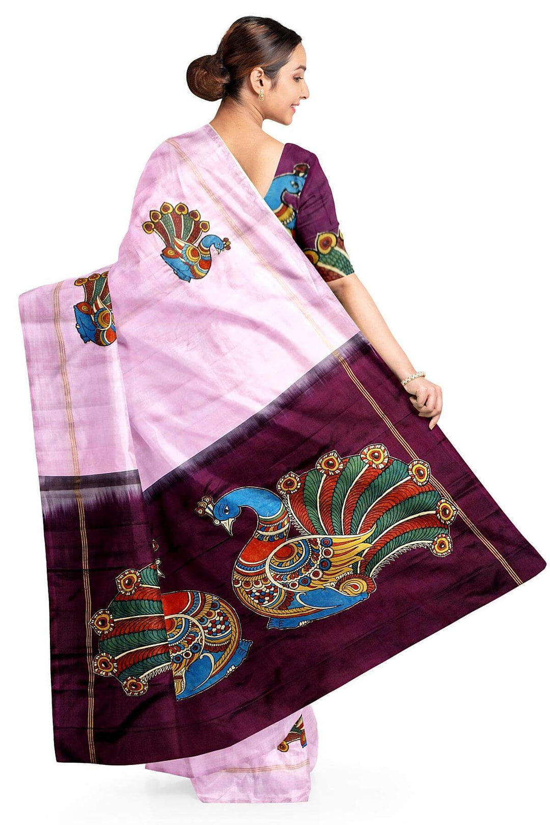 Applique work on Kanchi pure silk saree
