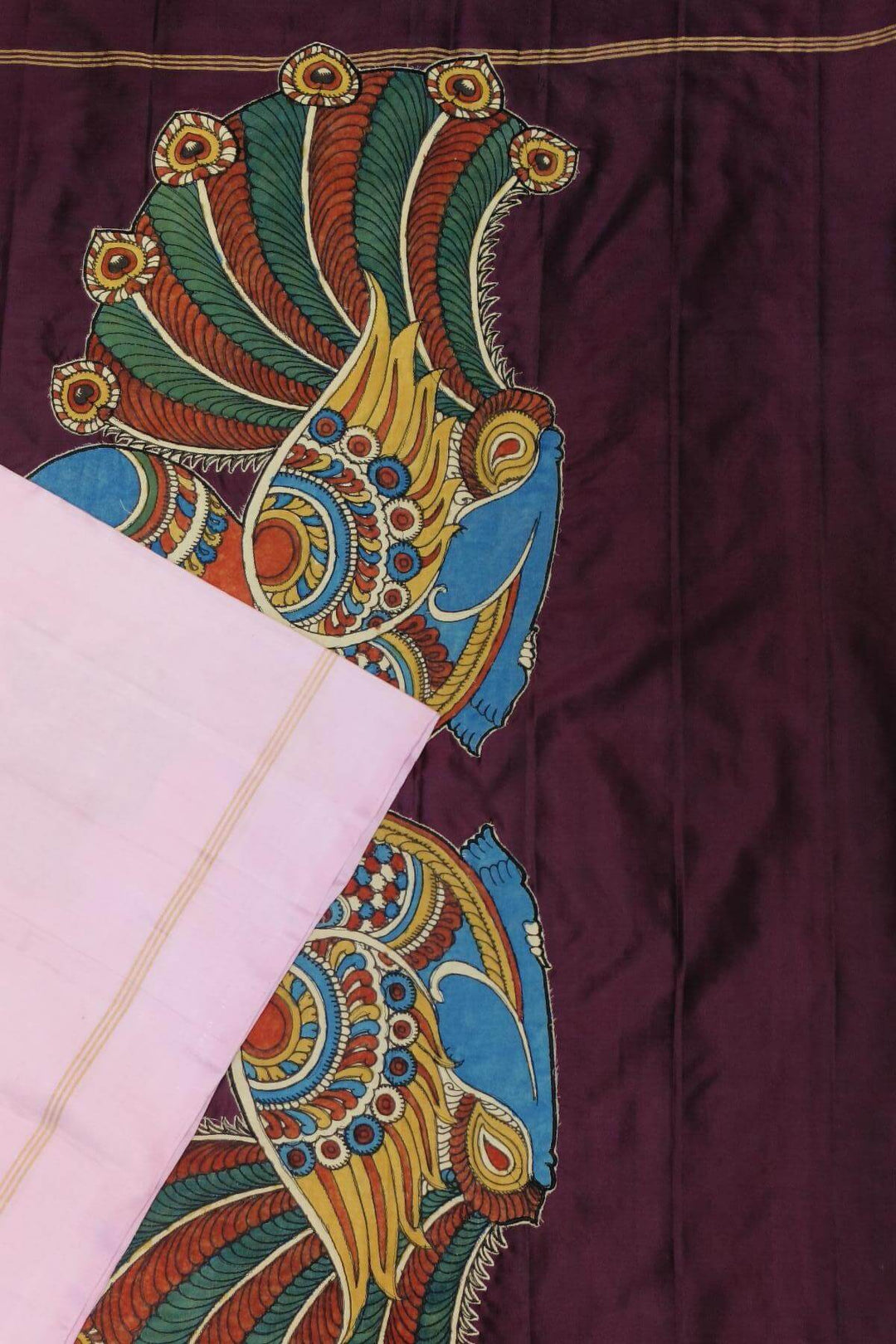 Applique work on Kanchi pure silk saree