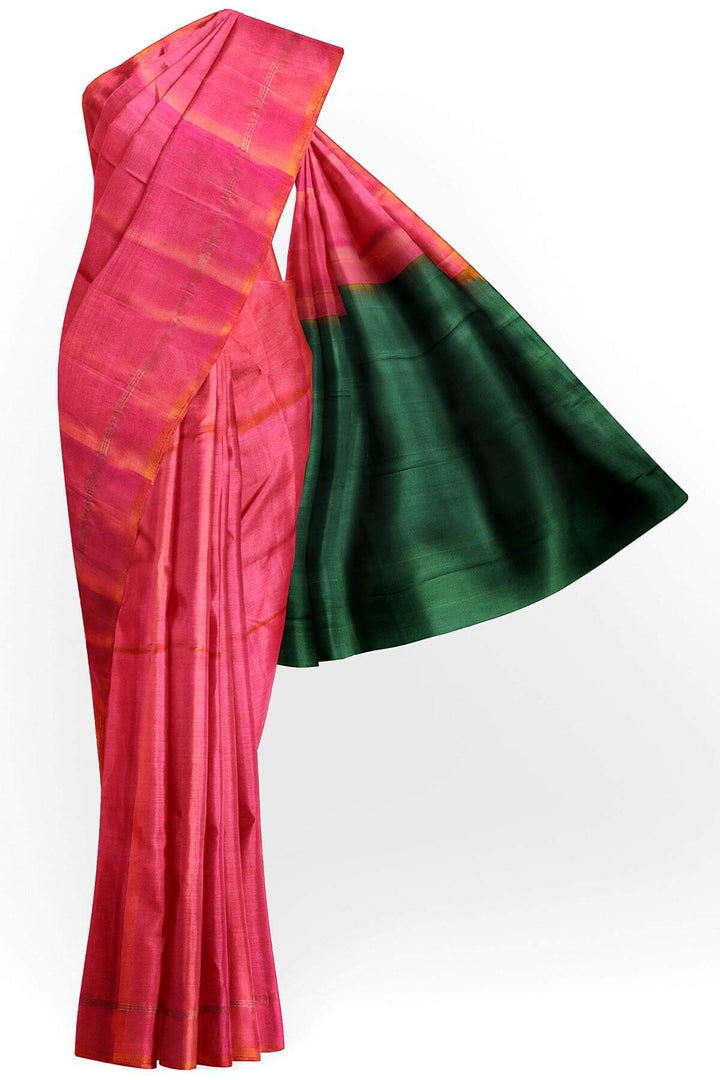 Kanchi soft silk saree in  orangish pink