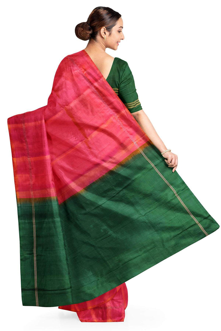 Kanchi soft silk saree in  orangish pink
