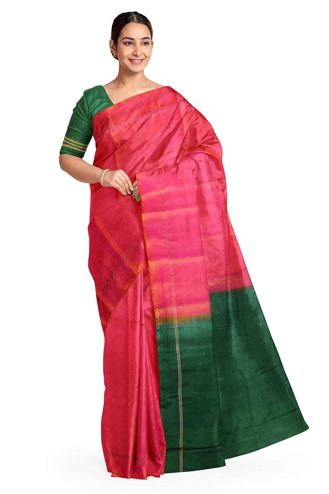 Kanchi soft silk saree in  orangish pink