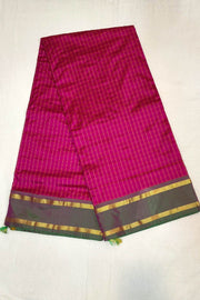Kanchi  pure silk saree in checks in pink  ( 9 yards )
