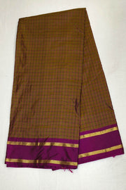 Kanchi  pure silk saree in checks in double shaded mustard ( 9 yards )