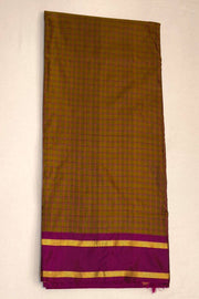 Kanchi  pure silk saree in checks in double shaded mustard ( 9 yards )