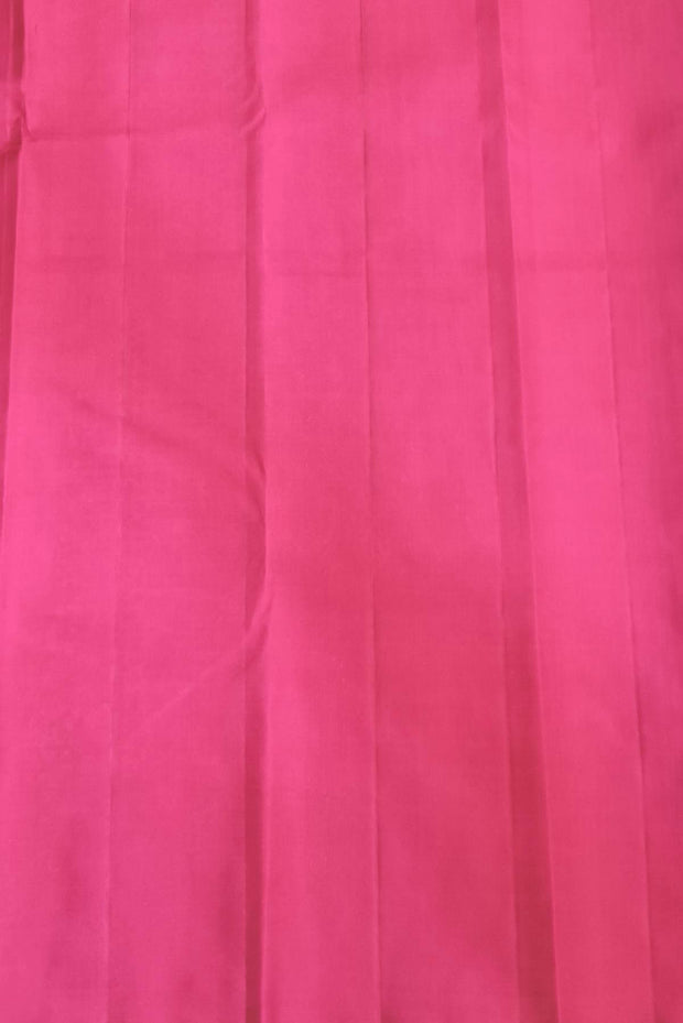 Kanchi borderless pure silk saree in  purple  with peacock motifs