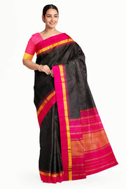 Kanchi  pure silk  brocade saree in black
