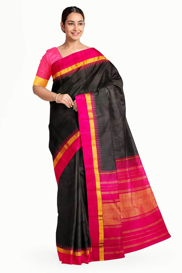 Kanchi  pure silk  brocade saree in black