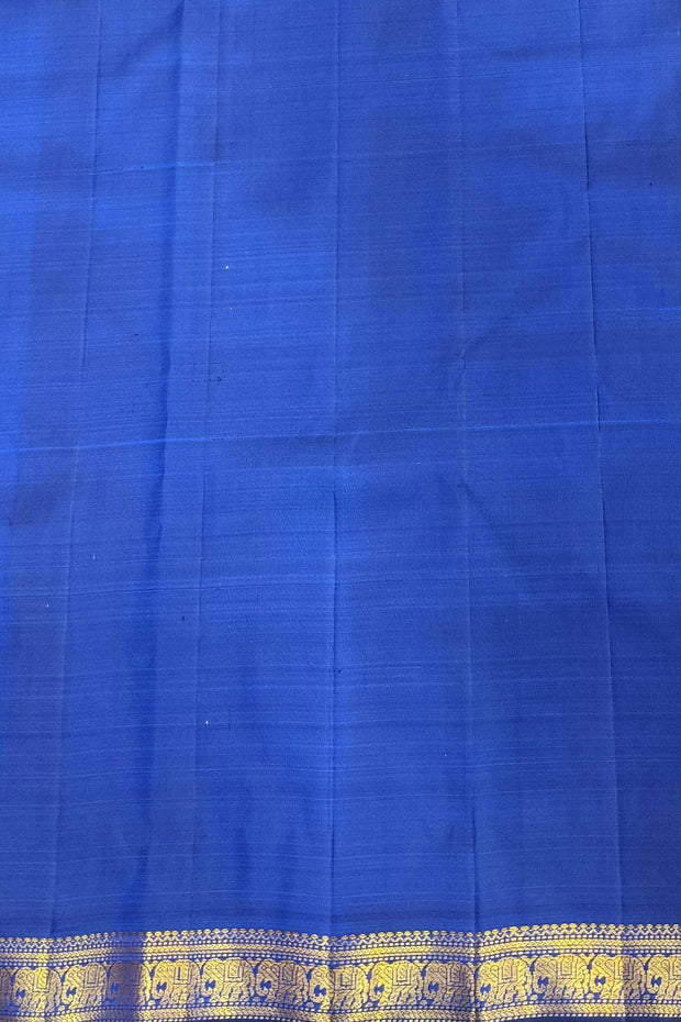 Kanchi pure silk saree in off white with a temple border