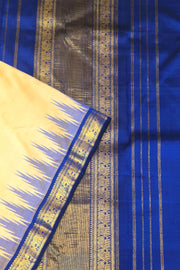 Kanchi pure silk saree in off white with a temple border