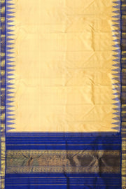 Kanchi pure silk saree in off white with a temple border