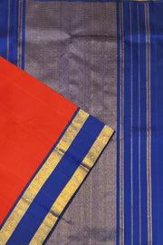 Kanchi pure silk saree in red  with a  retapet border