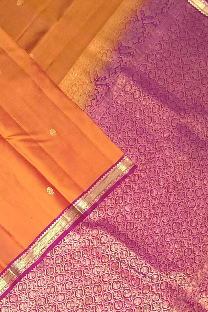 Kanchi pure silk saree in rust colour with small motifs