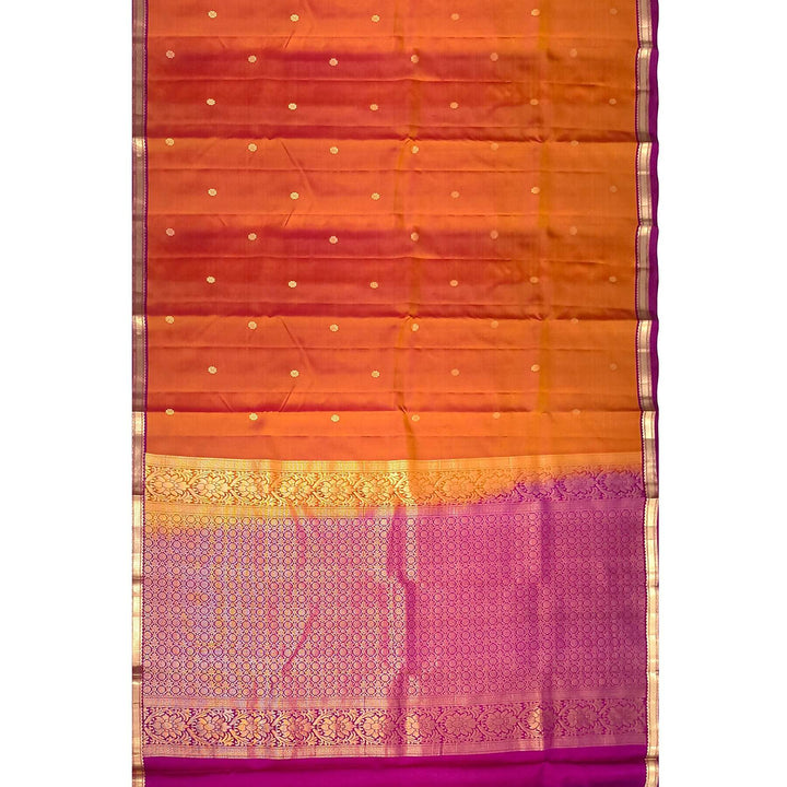 Kanchi pure silk saree in rust colour with small motifs