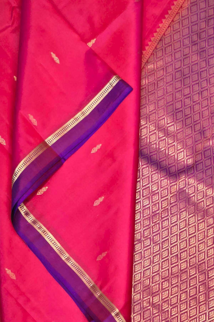 Kanchi pure silk saree in &nbsp;pink with small buttis